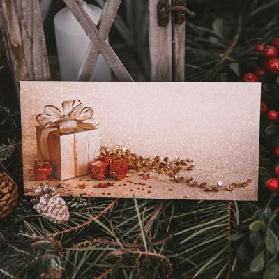 Vánoční obálka - zlatá s dárkem